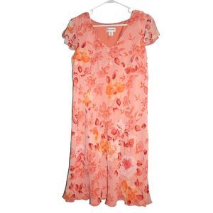 Motherhood Maternity women’s medium peach floral vintage v‑neck dress